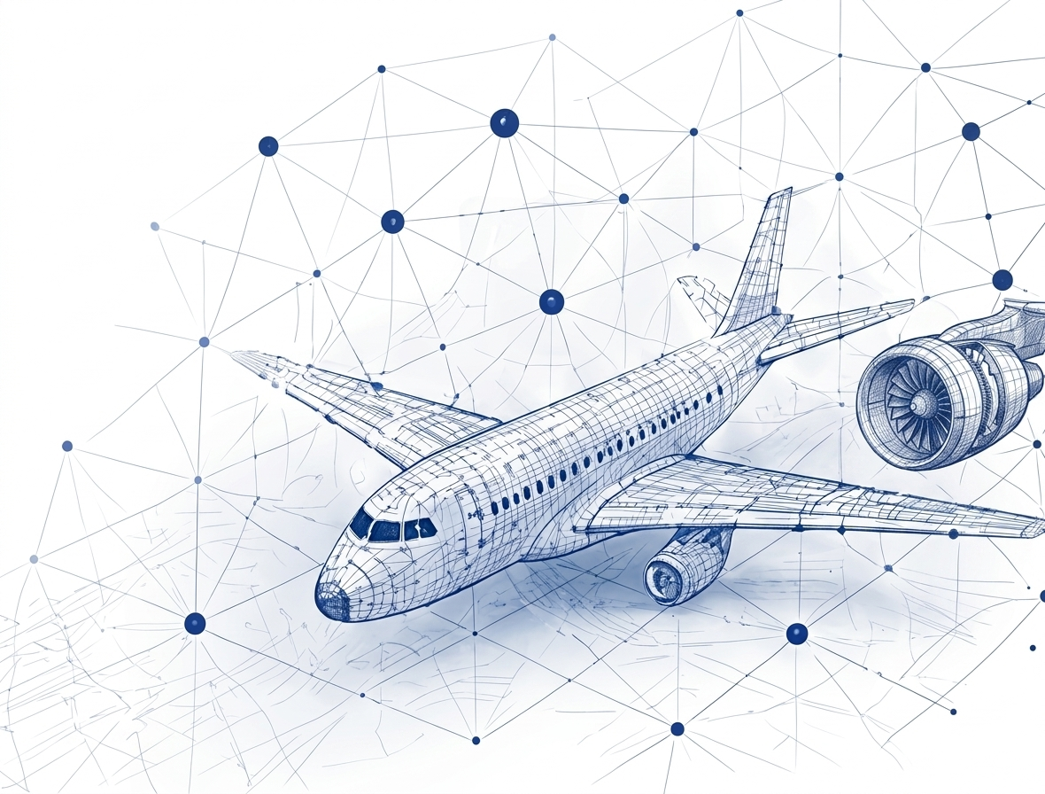 CertoTrack platform — wireframe aircraft illustration